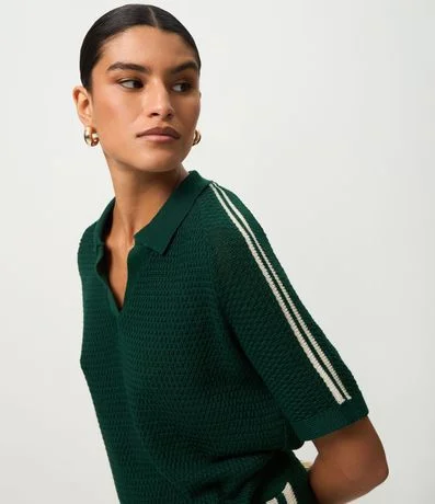 Blusa Polo en Punto con Manga Corta y Detalle de Rayas 3