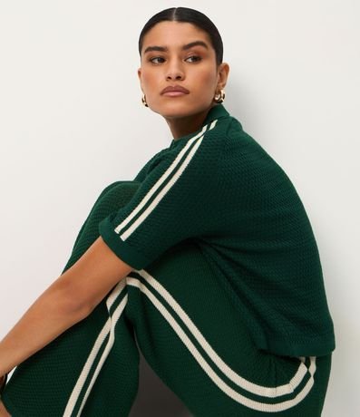 Blusa Polo en Punto con Manga Corta y Detalle de Rayas 4