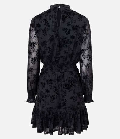 Vestido Corto en Tule Floral Flocado 3