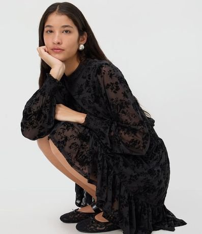 Vestido Corto en Tule Floral Flocado 1
