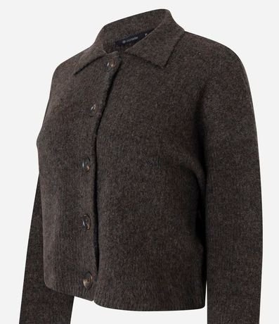 Cardigan Corto en Punto con Cuello Polo 6