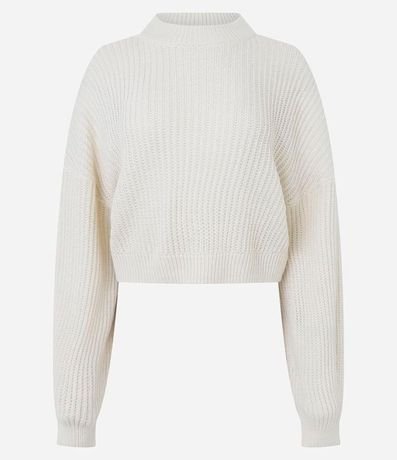 Blusa en Punto con Cuello Alto y Manga Amplia