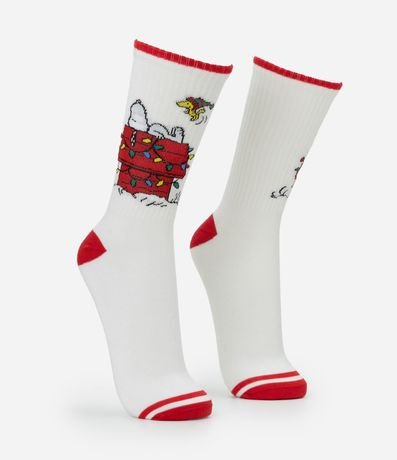 Media Caña Larga en Algodón con Estampa Snoopy Natal 2
