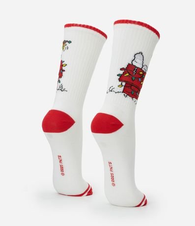 Media Caña Larga en Algodón con Estampa Snoopy Natal 3