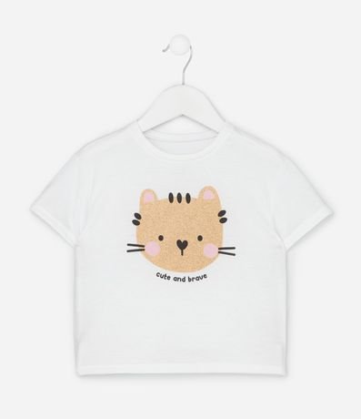 Remera Infantil con Estampado Gato Purpurina - Talle 1 A 6 años
