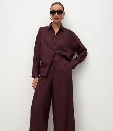 Pantalón Recto en Lino con Cintura Elástica 2