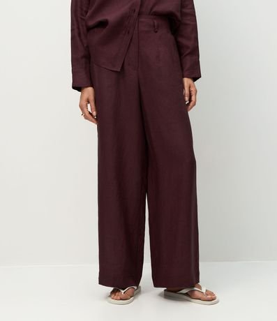 Pantalón Recto en Lino con Cintura Elástica 4