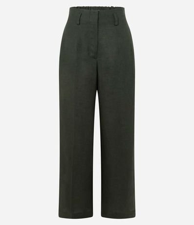 Pantalón Recto en Lino con Cintura Elástica 5