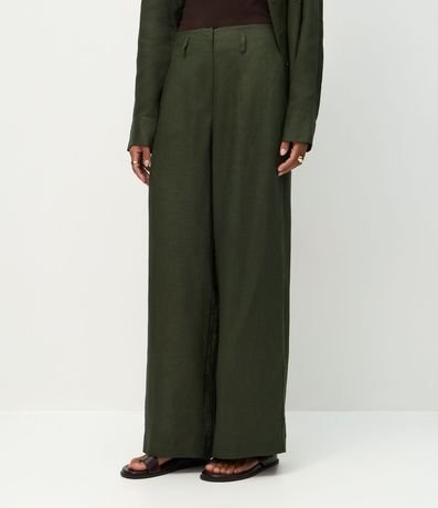 Pantalón Recto en Lino con Cintura Elástica 4