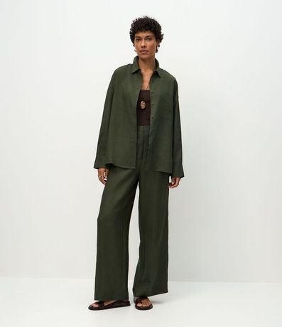 Camisa Oversized en Lino con Bolsillo en el Pecho 2