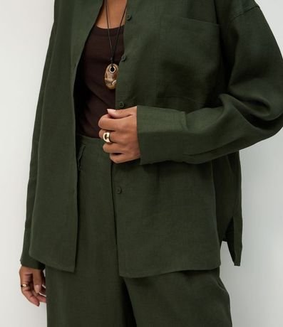 Camisa Oversized en Lino con Bolsillo en el Pecho 4
