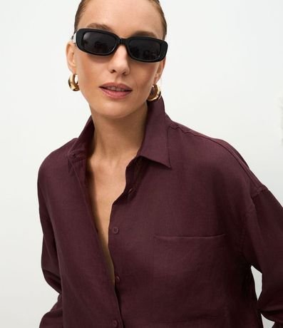 Camisa Oversized en Lino con Bolsillo en el Pecho 4