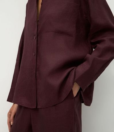 Camisa Oversized en Lino con Bolsillo en el Pecho 5