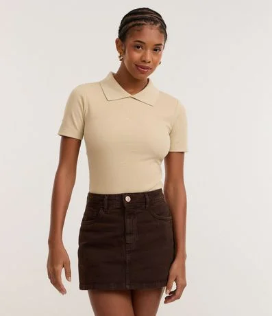 Blusa Polo en Rib con Manga Corta
