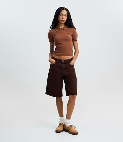 Blusa Polo en Rib con Manga Corta 3