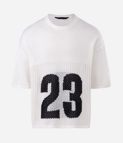 Remera Oversized Manga Corta en Jacquard Deportiva Nº 23 5
