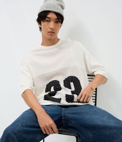 Remera Oversized Manga Corta en Jacquard Deportiva Nº 23 2