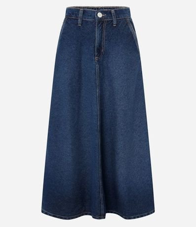 Pollera Midi Evasê en Jeans con Recorte en el Biés 5