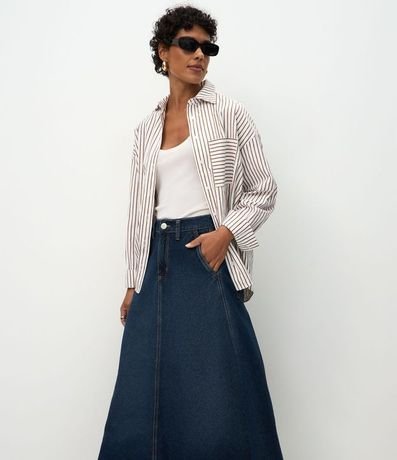 Pollera Midi Evasê en Jeans con Recorte en el Biés 2