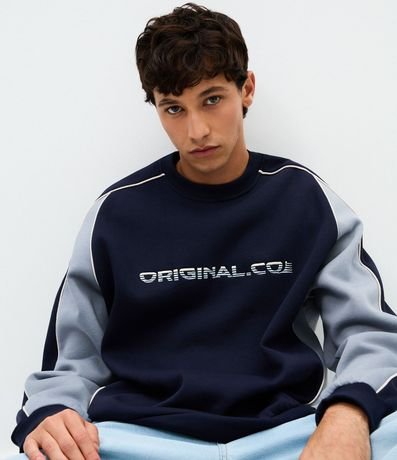 Buzo Masculino Algodón Boxy con Piping Contrastante