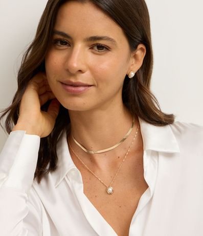 Conjunto de Collar Capas y Caravanas con Perla Aplicada