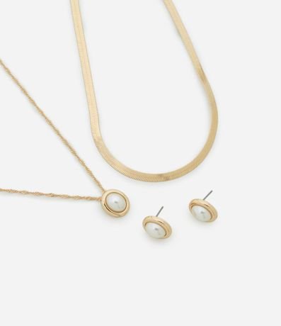 Conjunto de Collar Capas y Caravanas con Perla Aplicada 2