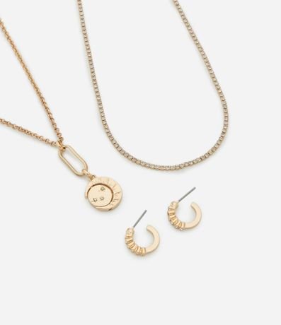 Conjunto de Collar Capas con Colgante Místico y Caravanas