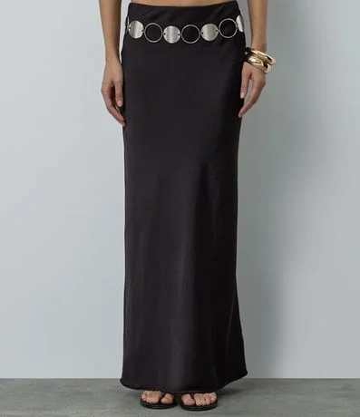 Pollera New Midi en Satén con Encaje 2