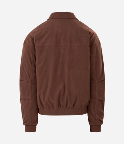 Campera Masculina Bomber de Terciopelo con Cuello Polo 7