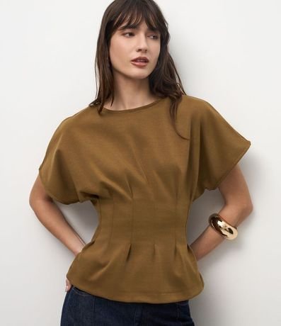 Blusa Peplum Estructurada con Pliegues Delanteros