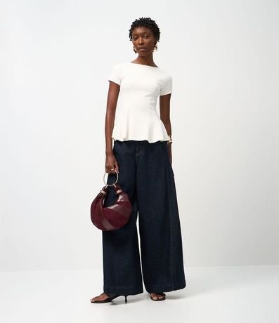 Blusa Peplum en Punto Roma con Mangas Cortas 2