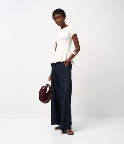 Blusa Peplum en Punto Roma con Mangas Cortas 4