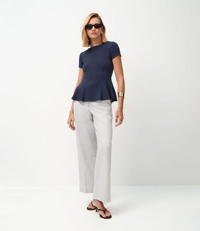 Blusa Peplum en Punto Roma con Mangas Cortas 2