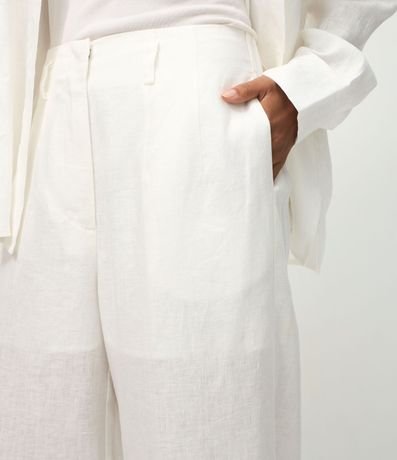 Pantalón Recto en Lino con Cintura Elástica y Bolsillos 3