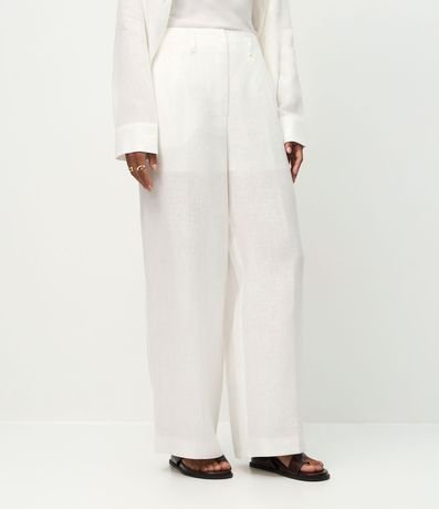 Pantalón Recto en Lino con Cintura Elástica y Bolsillos 5