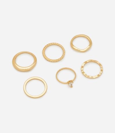Kit 06 Anillos Finos Delicados en Metal
