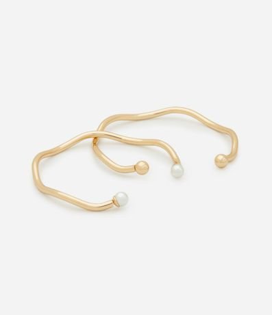 Kit 02 Braceletes Metalizados con Formato Ondulado 3