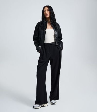 Pantalón Sastre con Pliegues Delanteros y Cinturón con Hebilla