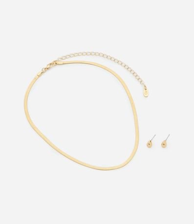 Conjunto de Collar Corto Cinta Italiana y Caravana Gota con Zirconia 2