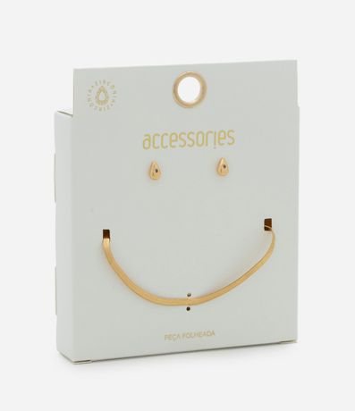 Conjunto de Collar Corto Cinta Italiana y Caravana Gota con Zirconia 3