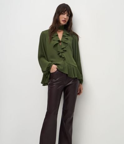 Pantalón Flare en PU con Five Pockets Estructurados 2