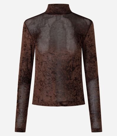 Blusa Manga Larga en Tule Atercipelado con Cuello Alto 5