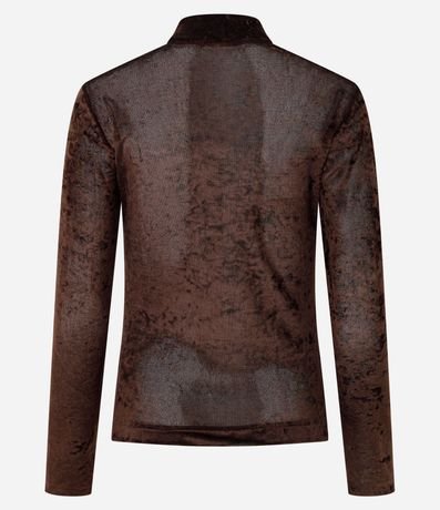 Blusa Manga Larga en Tule Atercipelado con Cuello Alto 8