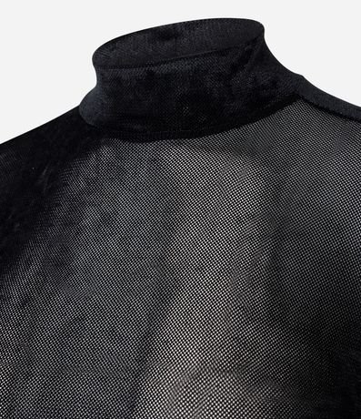 Blusa Manga Larga en Tule Atercipelado con Cuello Alto 6