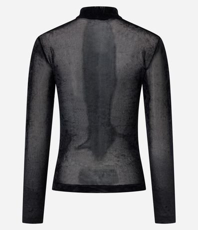 Blusa Manga Larga en Tule Atercipelado con Cuello Alto 7