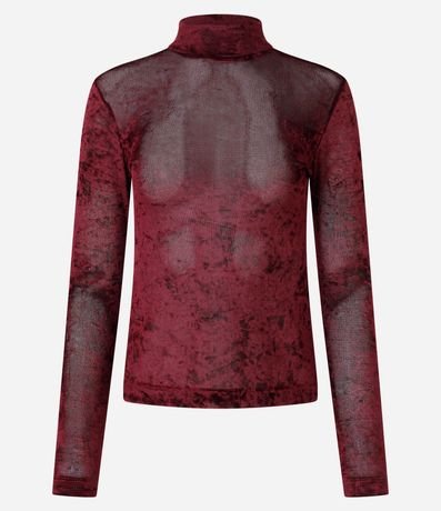 Blusa Manga Larga en Tule Atercipelado con Cuello Alto 4