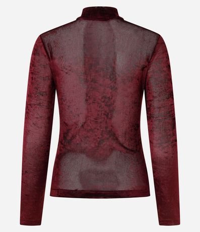 Blusa Manga Larga en Tule Atercipelado con Cuello Alto 6