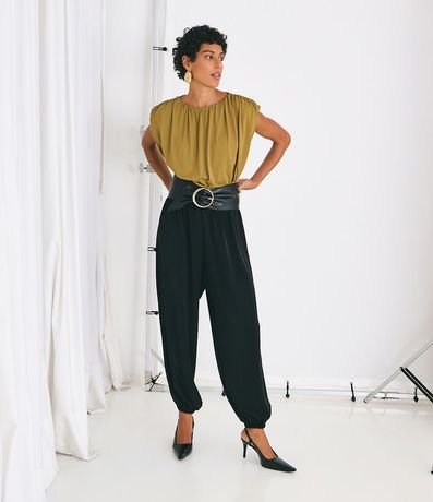 Pantalón Aladim en Crepé con Cintura Elástica