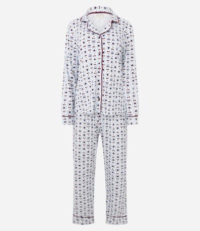 Pijama Largo Americano en Viscolycra con Estampado Cerezas 1