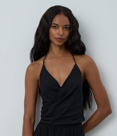 Blusa Frente única en Chiffon con Escote Traspasado